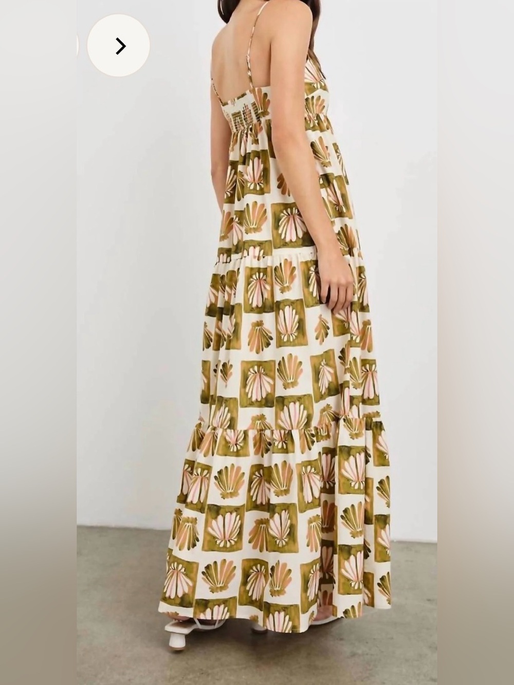 NWOT Rails Mica Boho Tiered Maxi Dress in Olive & Cream XS - Picture 2 of 6
